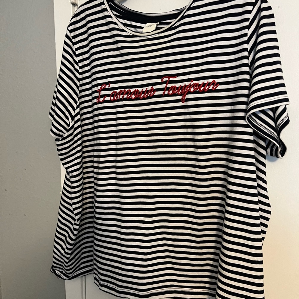 Xxl H&M French Script striped shirt